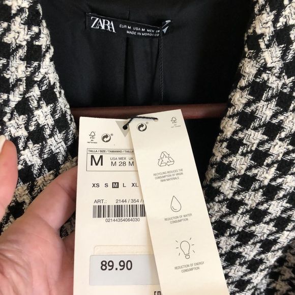 NWT Zara Houndstooth Structured Blazer Dress - Picture 9 of 16